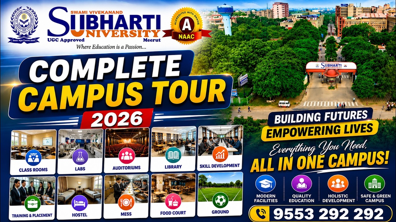 Subharti University | Complete Campus Tour | Class rooms, Labs, Library, Hostel & Placements