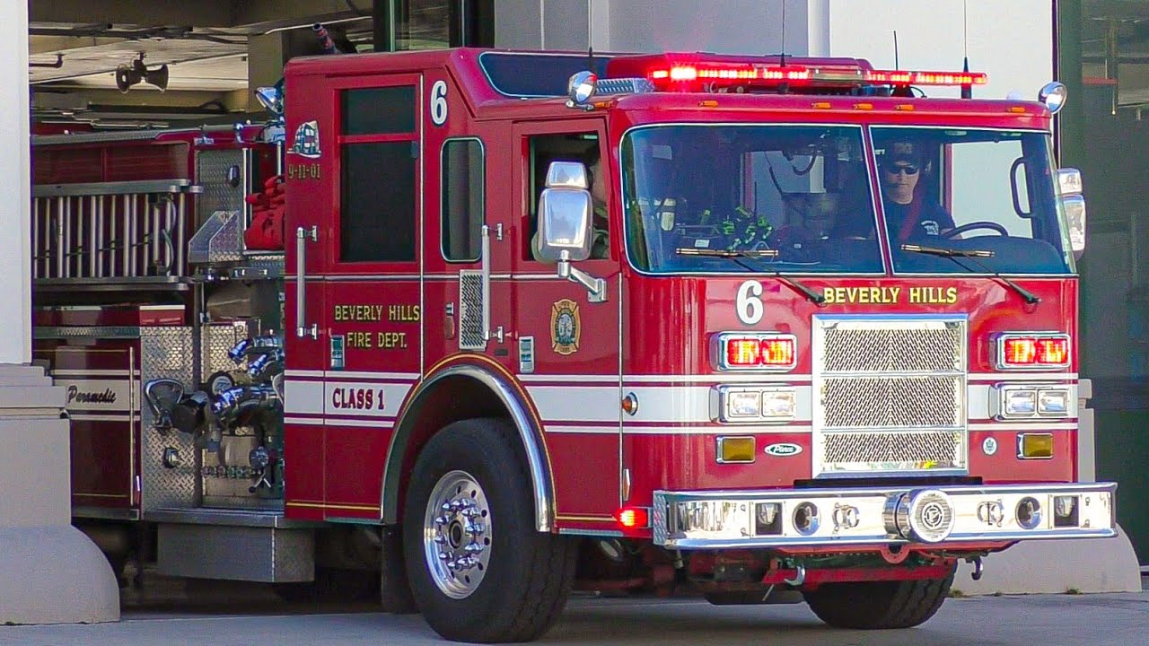 Beverly Hills Fire Dept. Truck 4 & Engine 5 Responding 