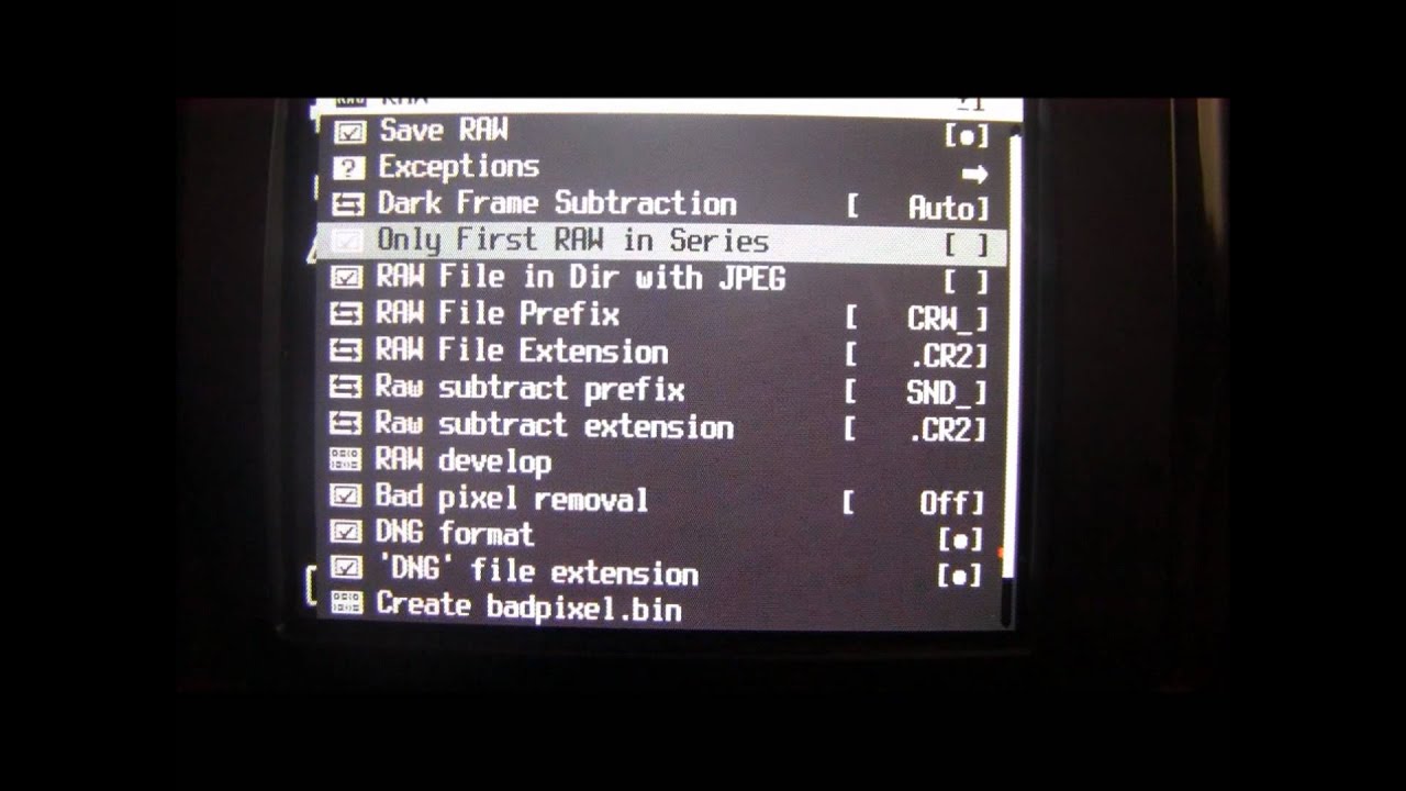 Canon Powershot SX40 HS tutorial: Step Twenty Three - Using CHDK to take RAW images.