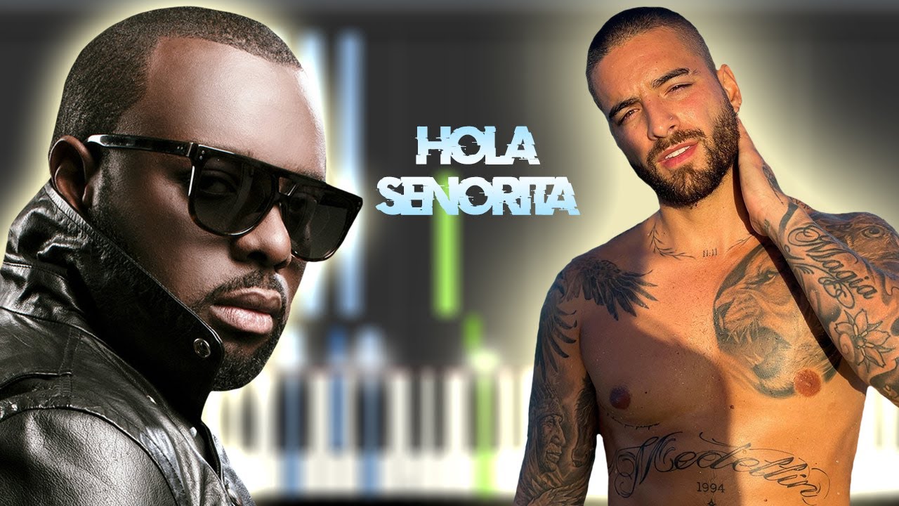 GIMS, Maluma - Hola Señorita | Instrumental Piano Tutorial / Partitura / Karaoke / MIDI