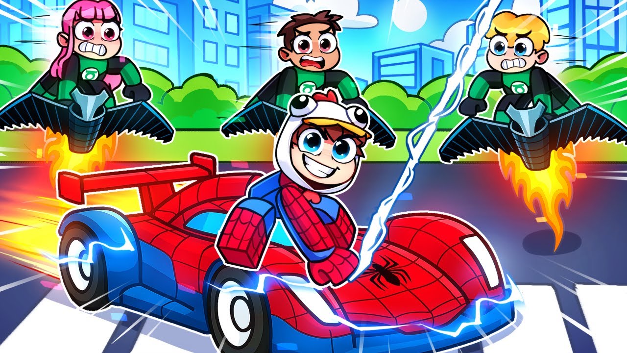 SPIDERMAN SPEEDRUNNER vs le BOUFFON VERT sur DRIVING EMPIRE !