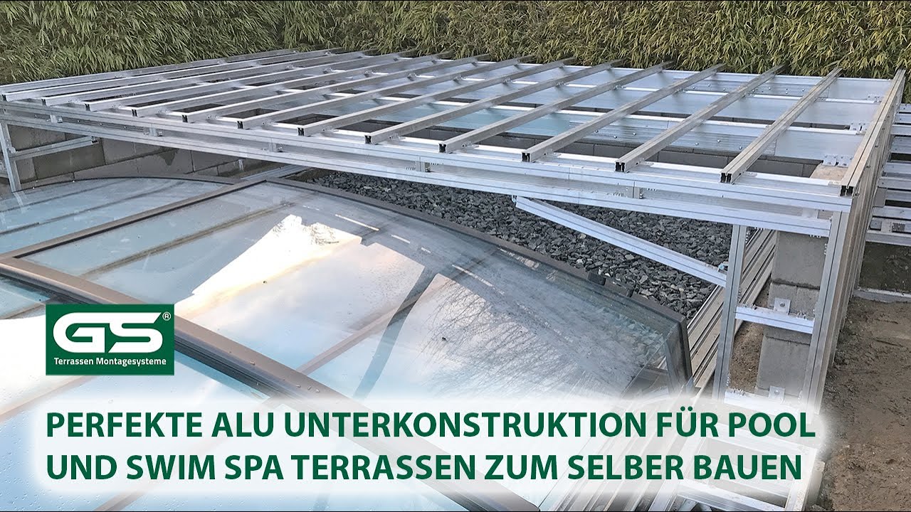 Perfekte Alu Unterkonstruktion f&uuml;r Pool und Swim Spa Terrassen zum selber bauen