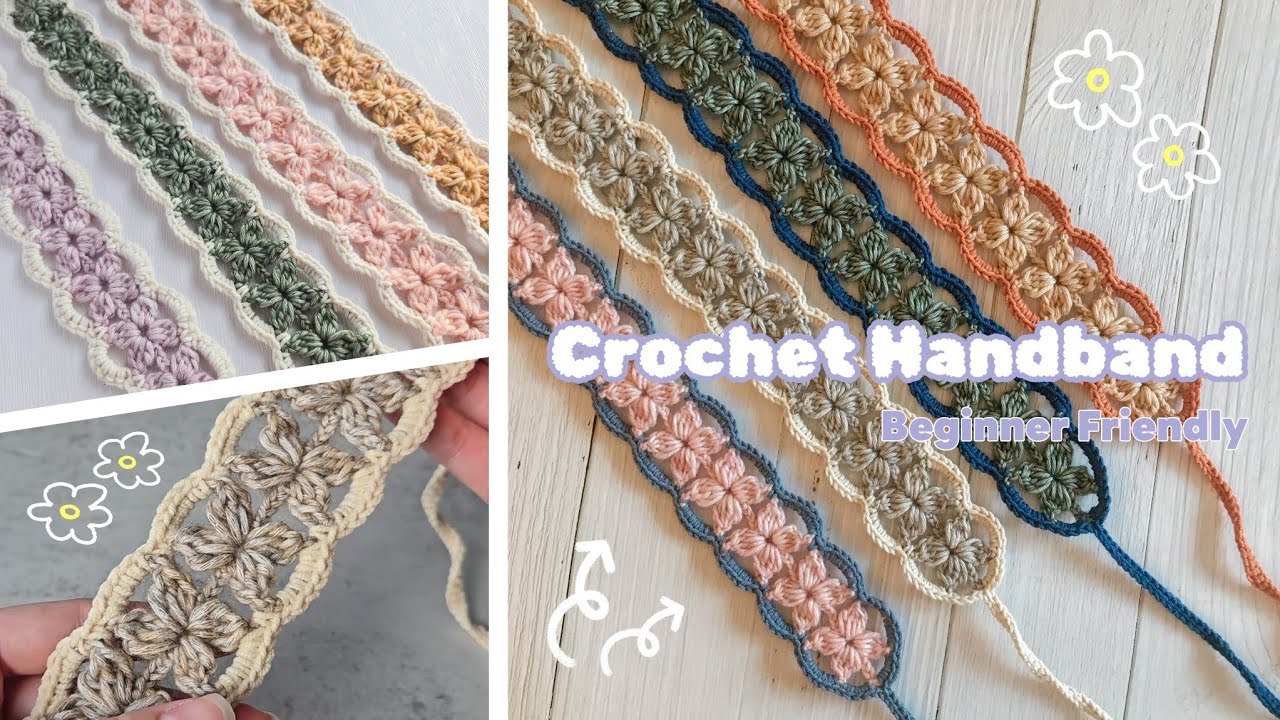 新手輕鬆學！花卉髮帶鉤針教學 Cute & Easy Crochet Flower Headband｜Beginner Friendly!