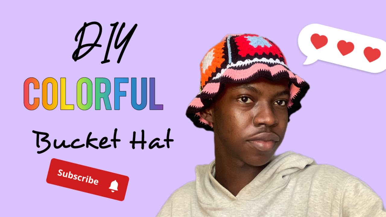 DIY Colorful Granny Square Bucket Hat Tutorial Start to Finish