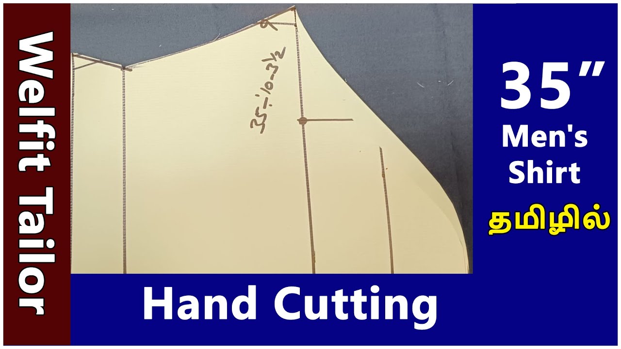 35 inch Men's Shirt Hand Cutting Easy Method for Beginners  in Tamil | Welfit Tailor
