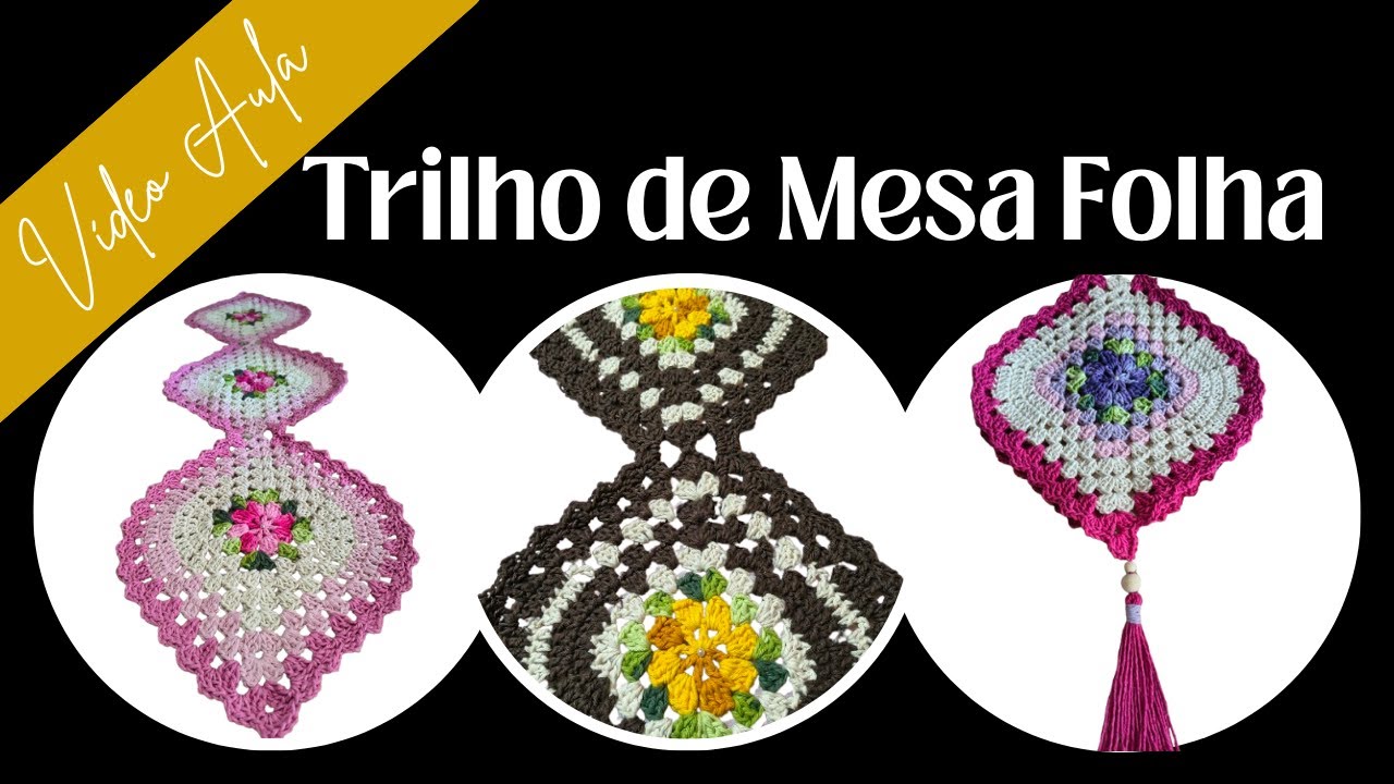 Crochê - Trilho de Mesa Formato de Folha.
