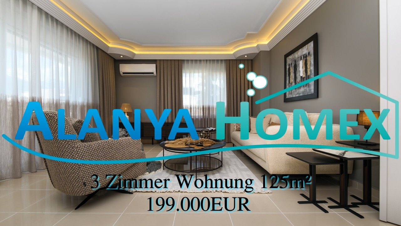 112 - IKAMET - 199.000EUR, 1000m zum Meer, schöne 3-Zimmer Wohnung in Oba Alanya #auswandern #türkei