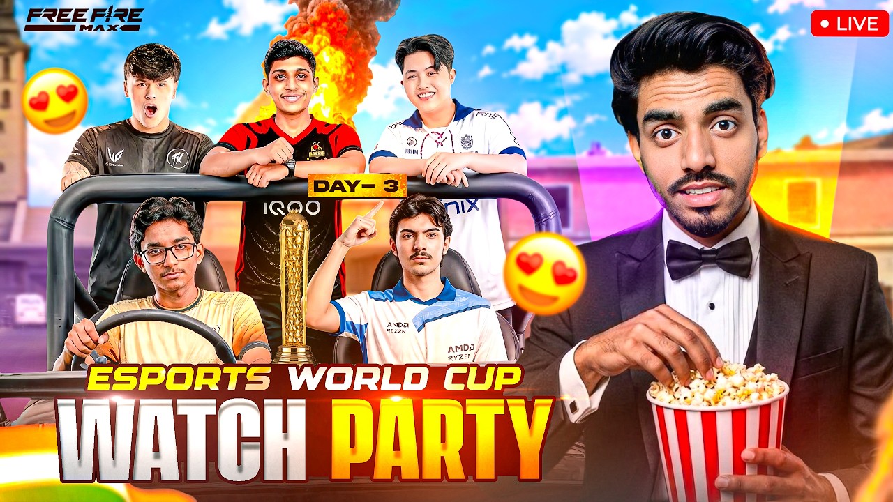 EWC GROUP STAGE DAY 3 WATCH PARTY🔥🍿( SURVIVAL STAGE ) | EWC 2026 - FREE FIRE MAX #live #freefiremax