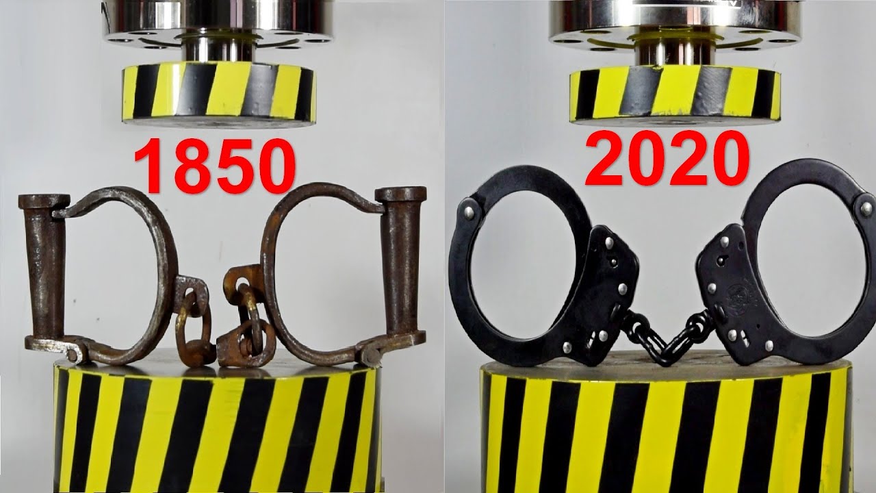 HYDRAULIC PRESS VS ANTIQUE AND MODERN HANDCUFFS