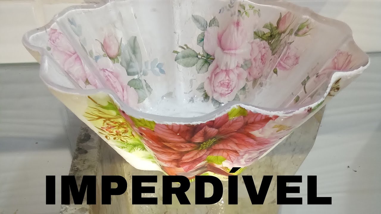 DECOUPAGE INVERTIDA NA TIGELA DE VIDRO TRANSPARENTE /By Socorro Rodrigues#viral #artesanatos