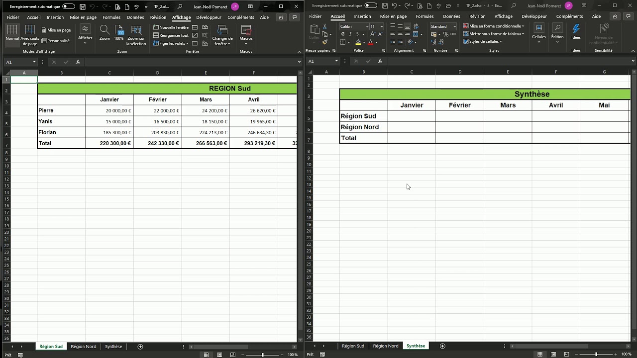 Lier des feuilles de calcul sur EXCEL
