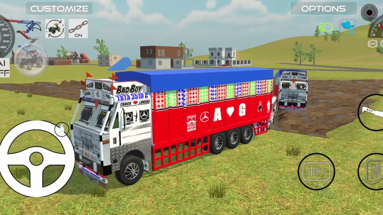 Tata truck Indian tractor game ( બોલેરો🔗 ટોચેન ખટારો ટાટા🪝)#games #vairalvideo #tata #trucking 