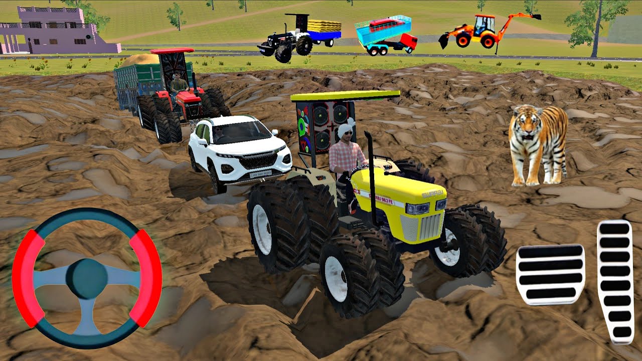 Tractor & Tolly stuck in mud tractor and car rescue Tractor Toll #simulationgames #farmingsimulator 