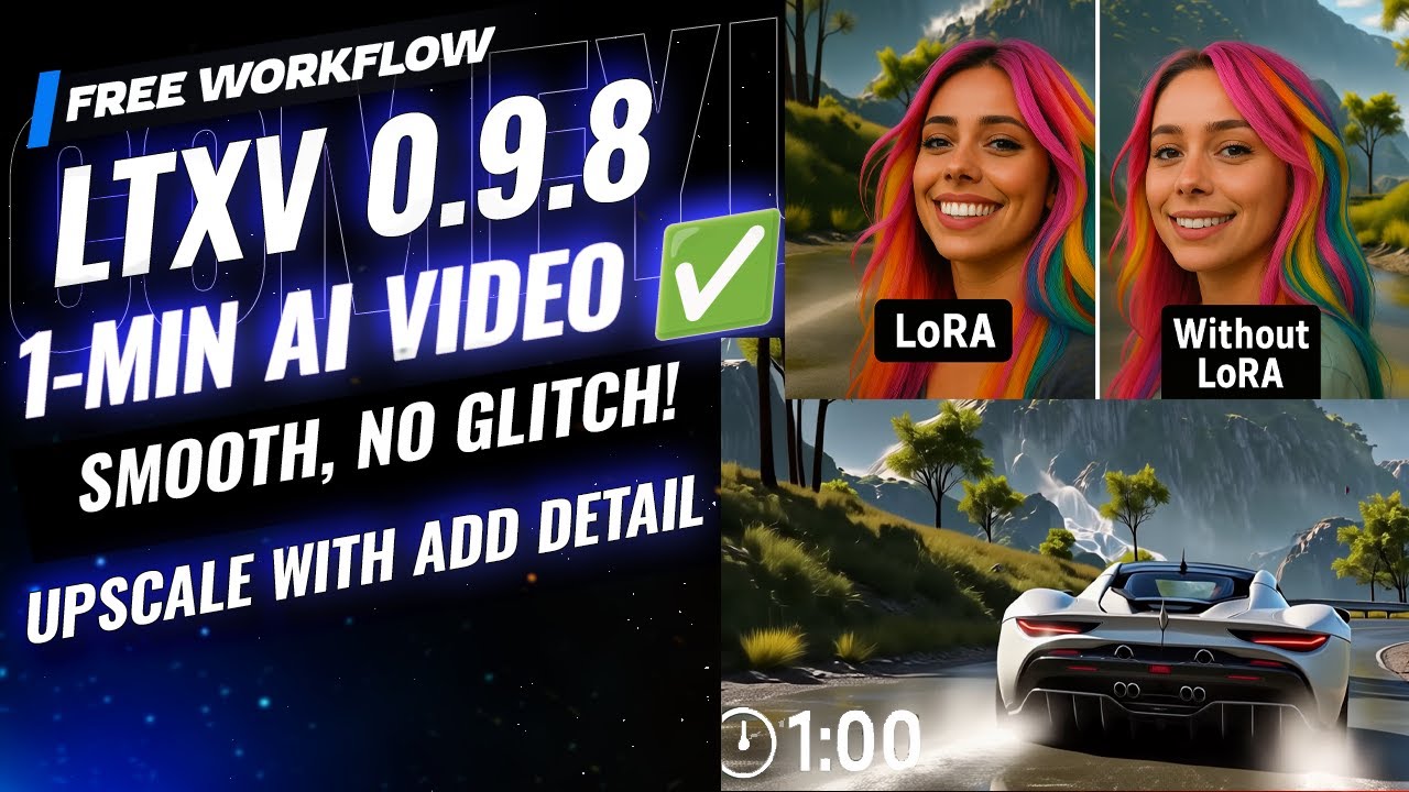 LTXV 0.9.8 ComfyUI Workflow: Generate 1-Minute AI Videos from Images with Upscaling & LoRA Detailer
