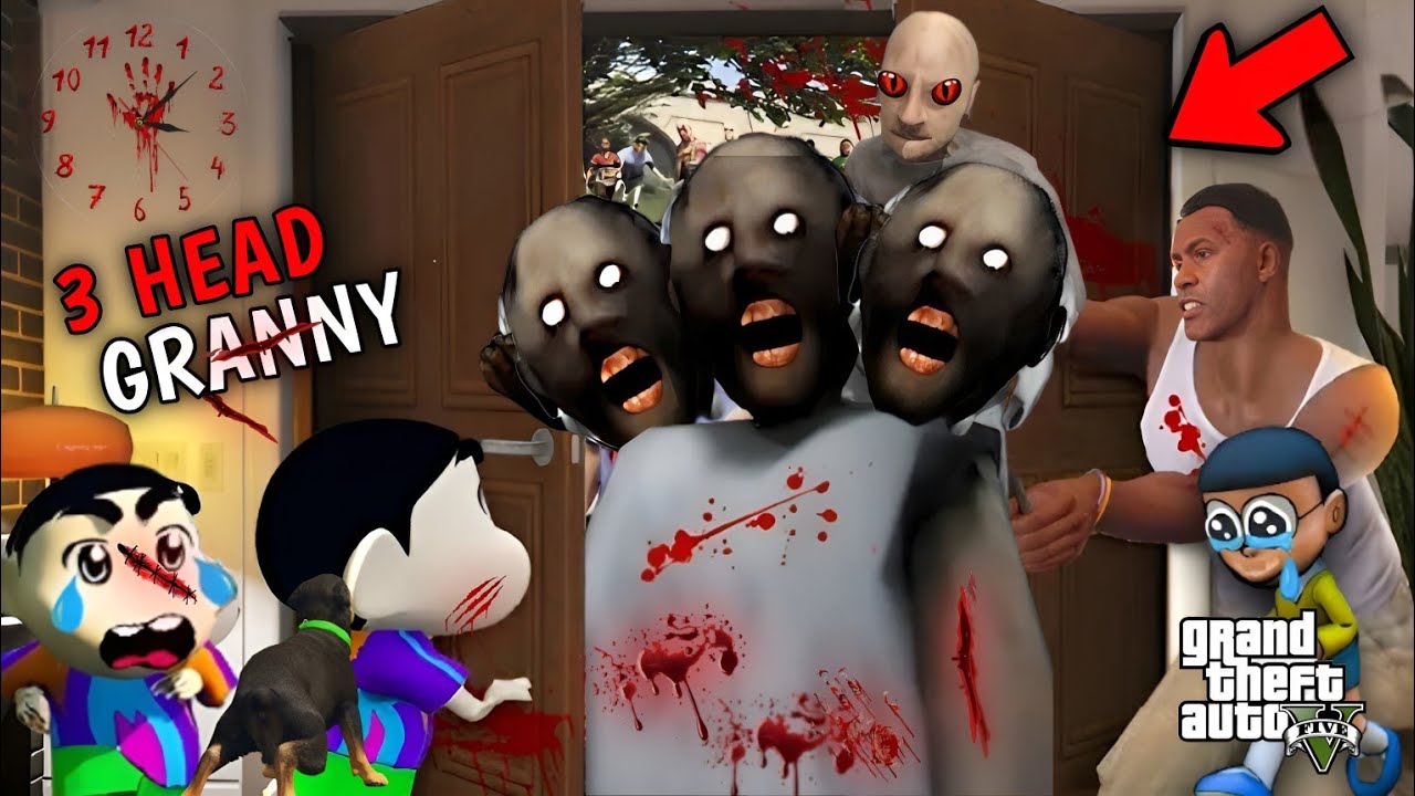 GTA 5 : Franklin Escaped from 3 Head Granny Horror House || PART # 11 || Afaq Hub