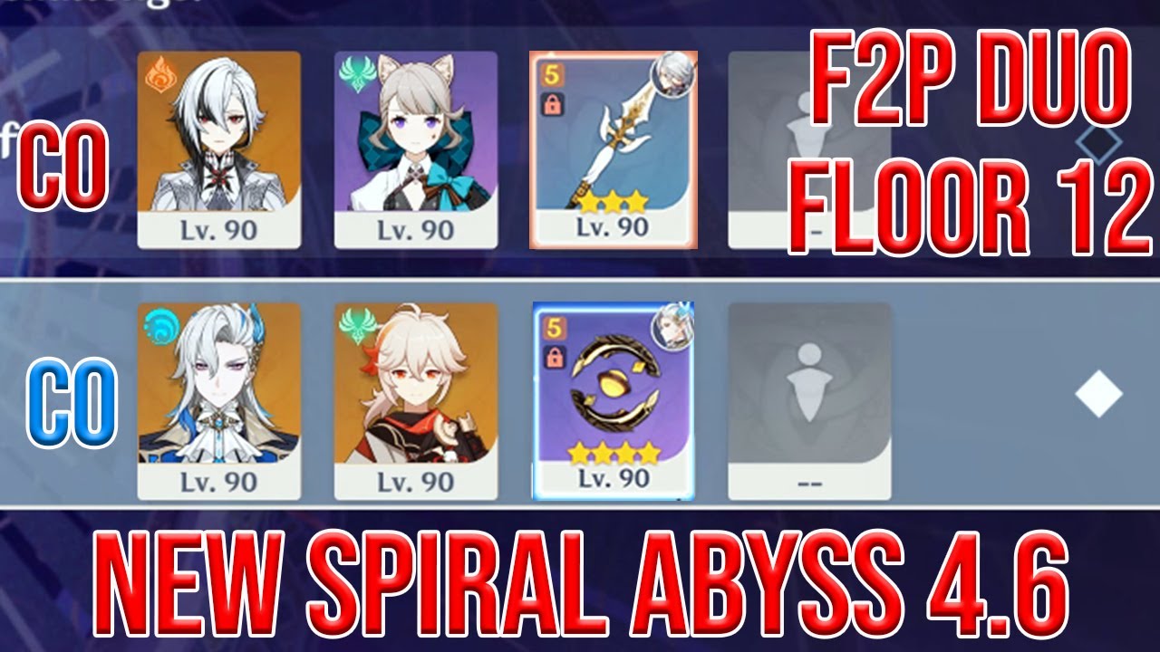 [F2P Duo] C0 Arlecchino White Tassel & C0 Neuvillette Prototype | Spiral abyss 4.6 | Genshin Impact