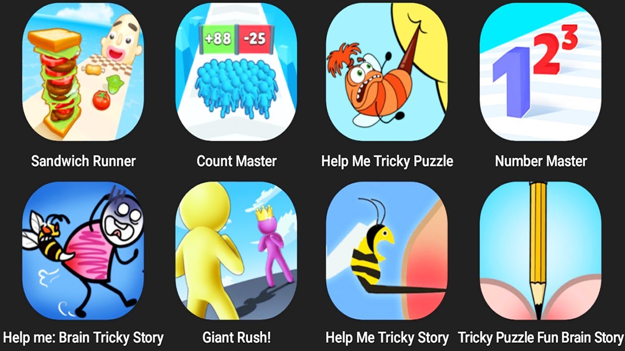 Sandwich Runner,Count Master,Help Me Tricky Puzzle,Number Master,Help Me Brain Tricky Story