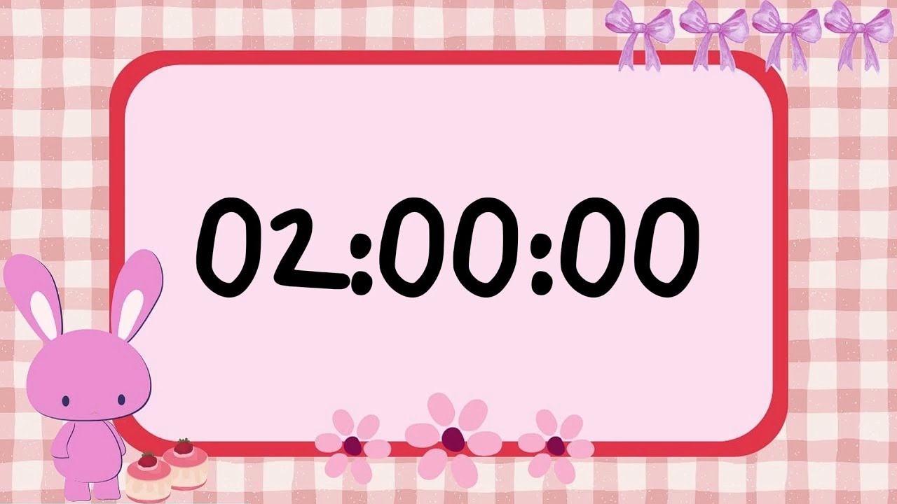 2 Hours 🎀 Cute Pink Bunny Study Timer | Cozy Aesthetic Focus & Pomodoro ⏰🐰