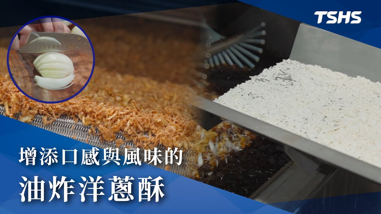 增添口感&風味｜油炸洋蔥酥｜震動入料｜連續式油炸機｜Tsunghsing(TSHS)