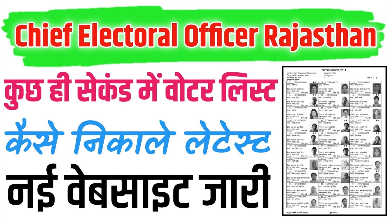 Chief Electoral Officer Rajasthan कुछ ही सेकंड में वोटर लिस्ट कैसे निकाले लेटेस्ट नई वेबसाइट जारी