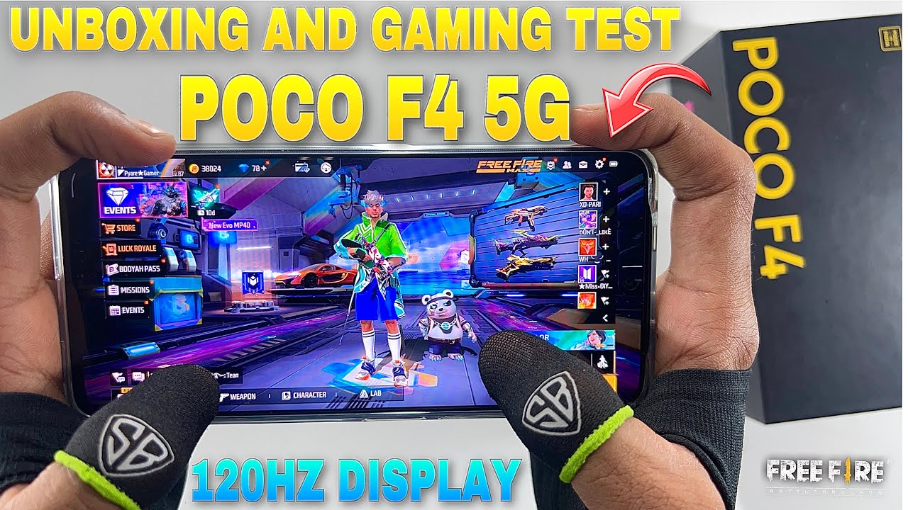 Poco f4 5g unboxing and gaming test 120hz display Qualcomm snapdragon 870 chipset free fire