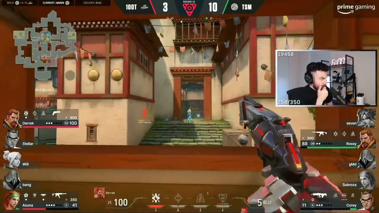 100T derrek insane sheriff clutch in valorant vct