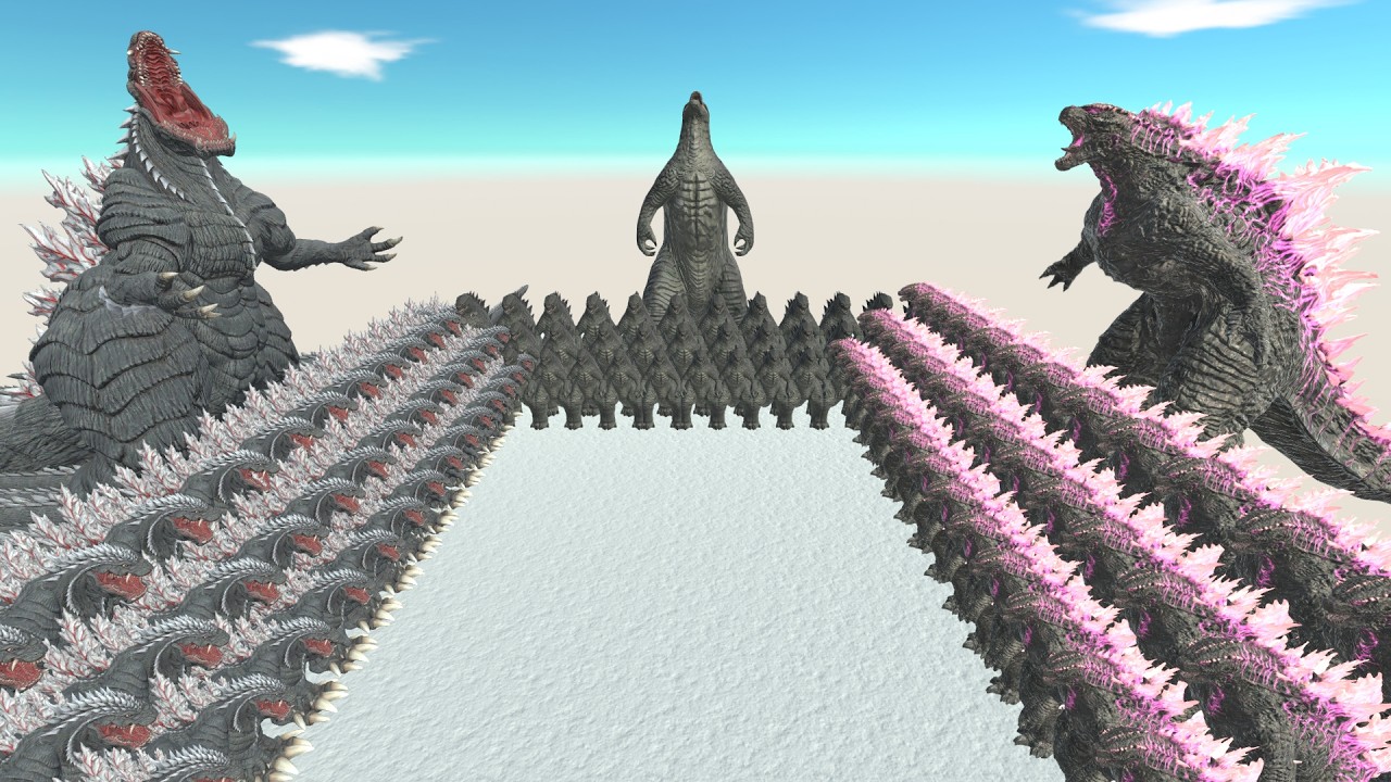 Trio Full Power Kaiju Growing Size Battle!! Evolved Godzilla VS Godzilla 2014 VS Godzilla Ultima