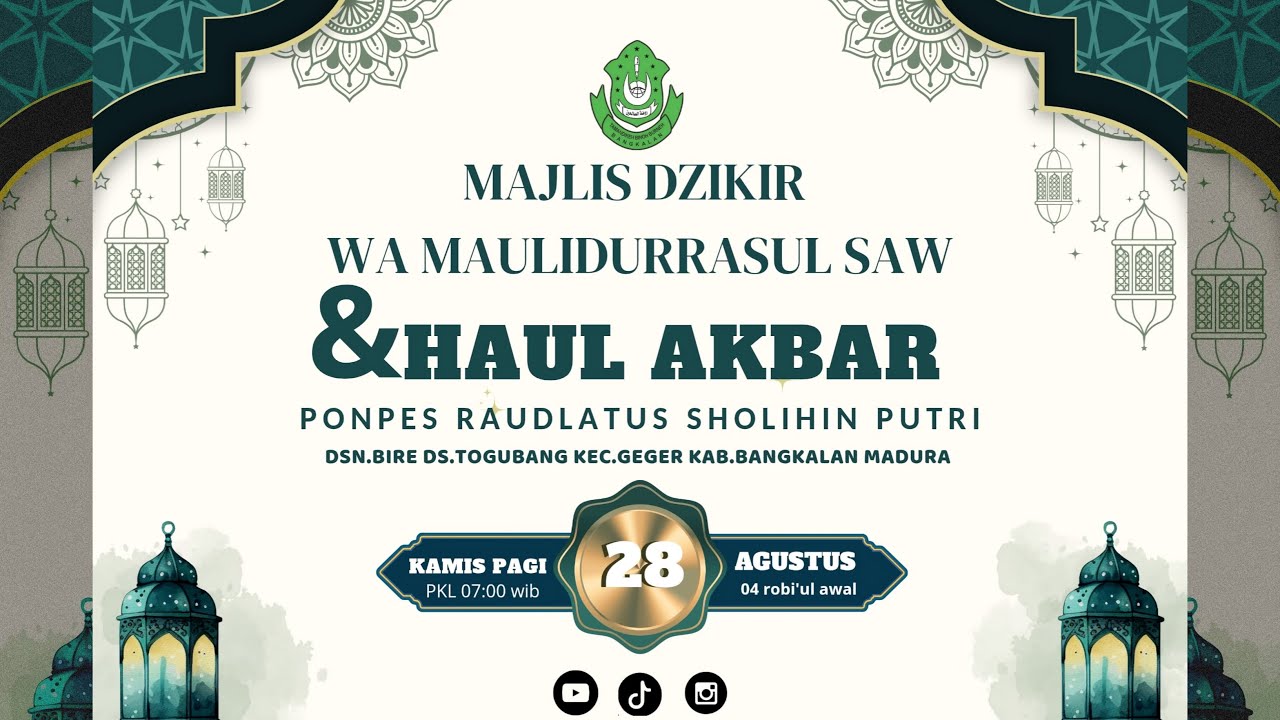 🔴 MAULIDURRASUL MUHAMMAD SAW & HAUL AKBAR PON-PES RAUDLATUS SHOLIHIN PUTRI ,BIRE ,GEGER,  BANGKALAN.