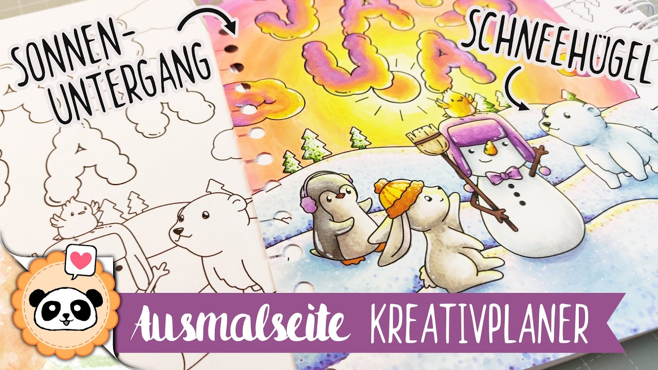 Anleitung zum Kolorieren: Sonnenuntergang und Schnee mit Alkoholmarkern | KreativPlaner