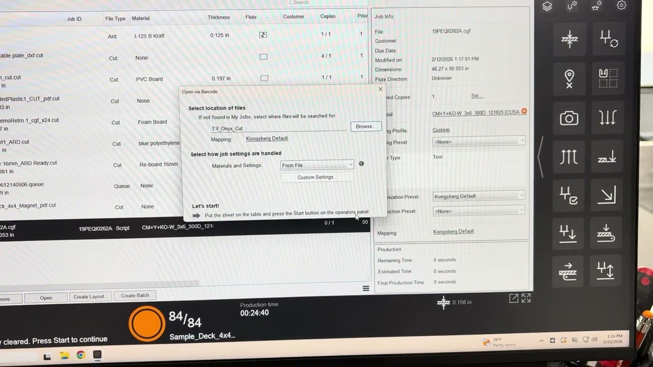 QR Code Production Workflow: Onyx Setup + Kongsberg iPC Integration for Automated Cutting