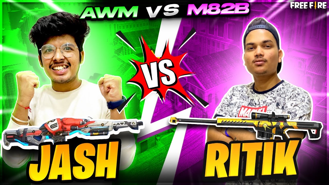 M82B VS AWM || TSG RITIK VS JASH || 1 Vs 1 Battle | Best Sniper In Free Fire