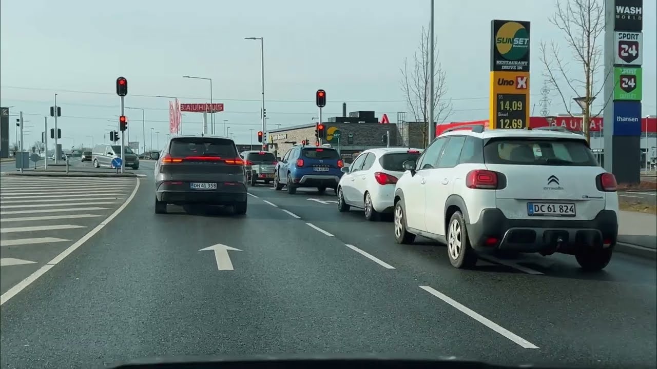 Denmark driving tour: Vester Nebel to Kolding scenic drive. South Jutland. 