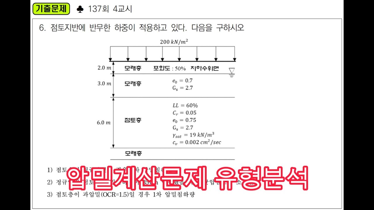 압밀 계산문제 유형파악