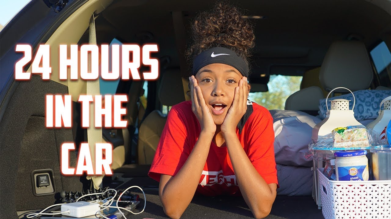 24 Hour Challenge Overnight in My Mom's Car | LexiVee03