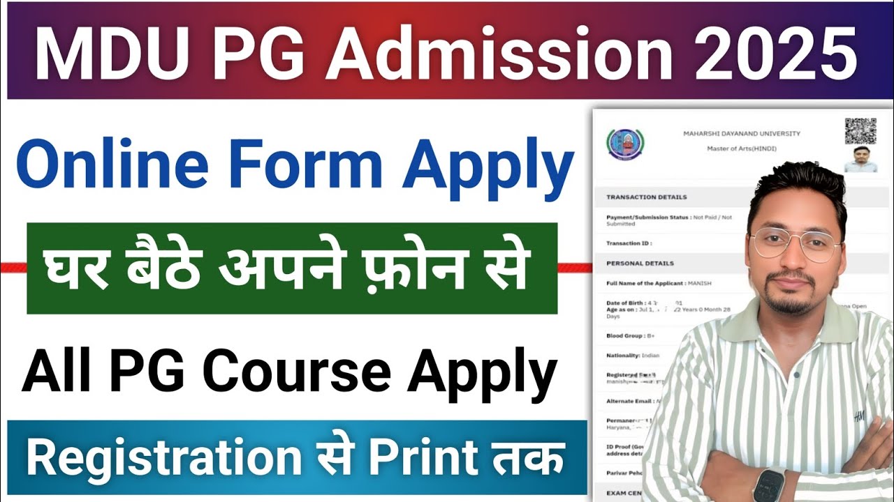 mdu pg admission 2025 form fill up | how to fill mdu pg admission form 2025 |