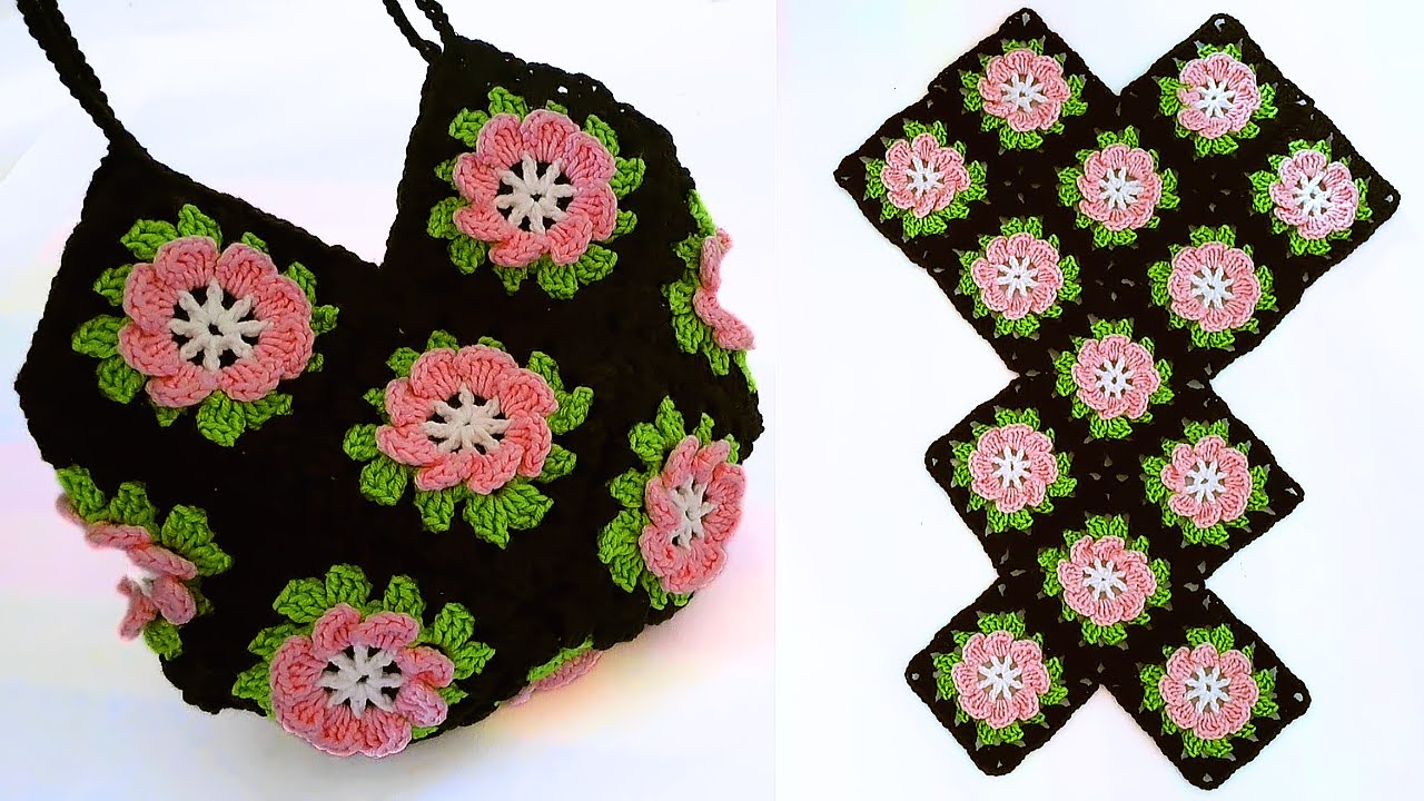 بمربعات الجرانى ! أجمل شنطة كروشية سهلة بسيطة للمبتدئينcrochet bag with granny squares#يويو_كروشية