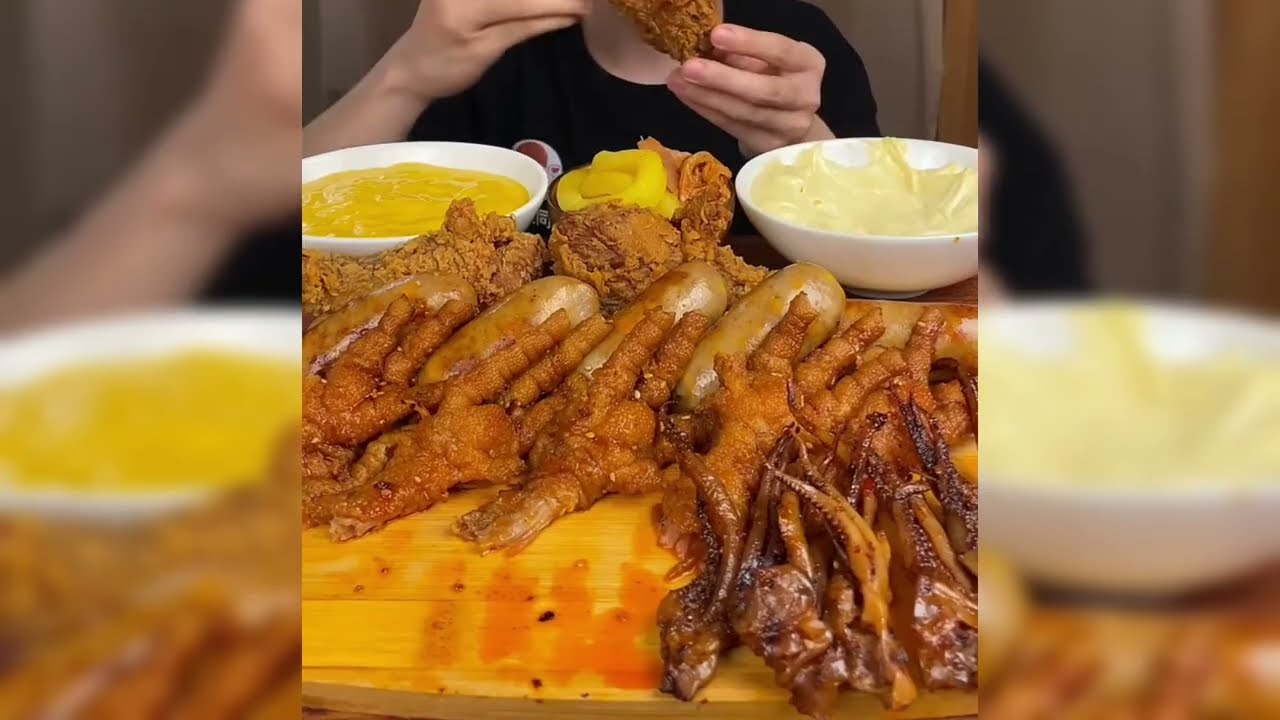 ASMR MUKBANG | 🦑Grilled squid! Fried chicken! Grilled sausage! Tiger skin chicken feet!
