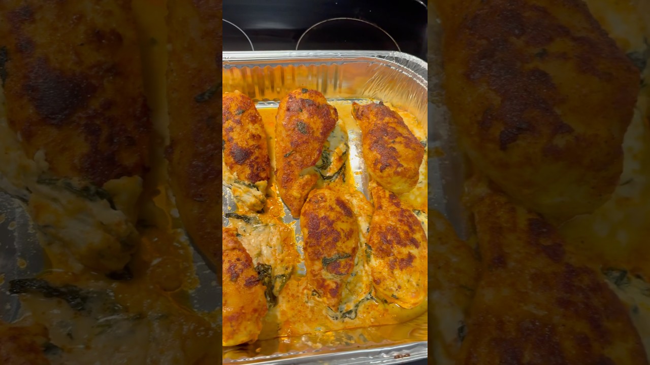 The BEST Spinach & Cheese Stuffed Chicken Breast #dinnerideas #cooking #recipe #foodie #chicken