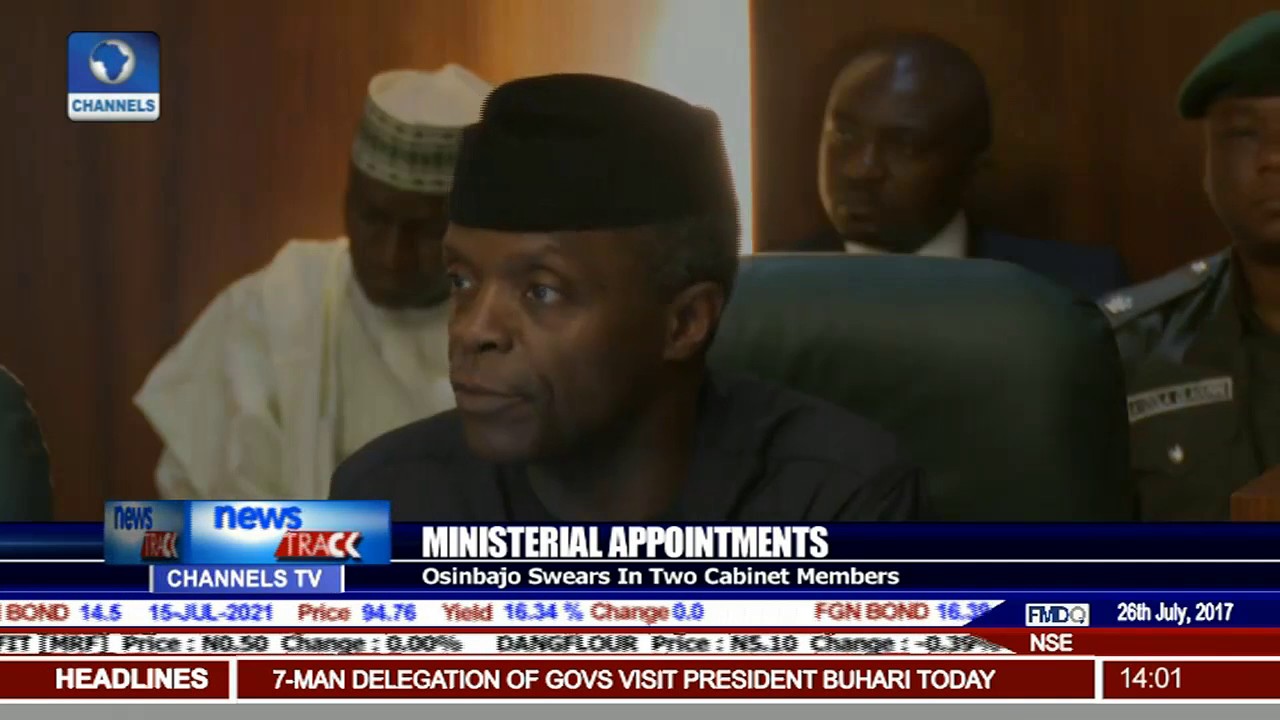 Ministerial Appointments: Osinbajo Swears-In Two Cabinet Members