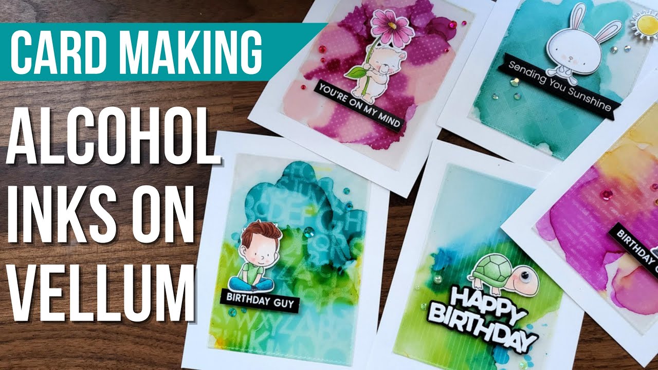 alcohol inks on vellum | 5 cards