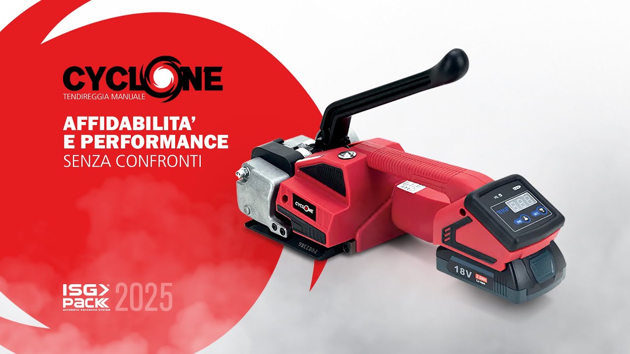 Cyclone il tendireggia manuale a batteria che rivoluziona il tuo modo di imballare