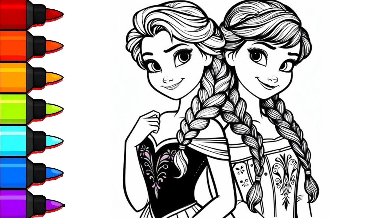 How To Draw Beautiful Elsa Drawing, Panting And Coloring For Kids And Toddlers | Let's Draw Together