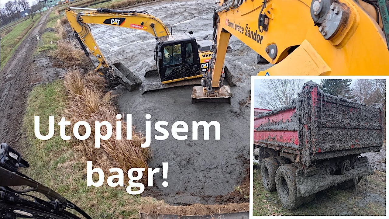 Bahno všude! Zapadlý bagr a totálně špinavá Tatra