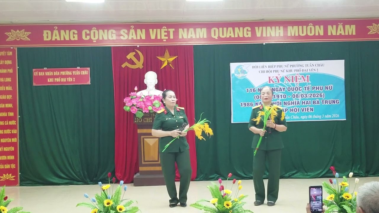 Văn nghệ chào mừng ngày phụ nữ VN tổ chức tại NVH khu 2 phường Tuần Châu năm 2026