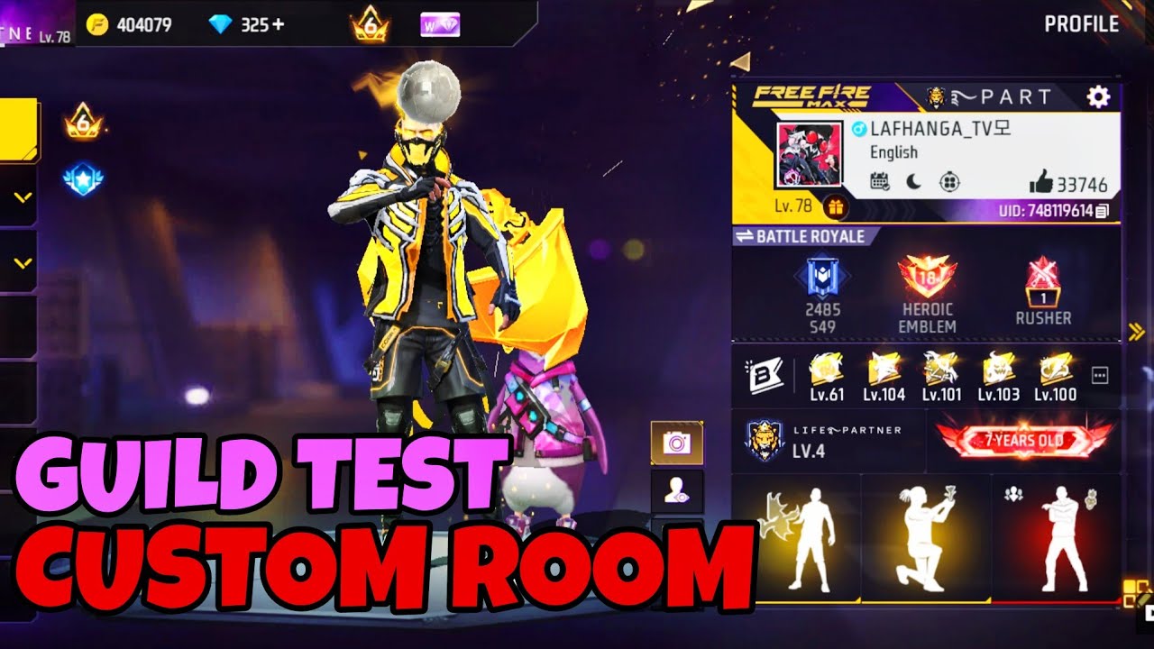 GUILD TEST LIVE AND CUSTOM ROOM LIVE IN FREEFIRE #fflive