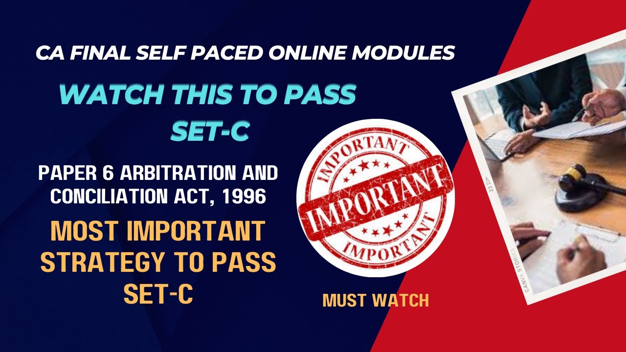 CA Final SPOM Set-C Arbitration Strategy to pass Set-C #cafinaltips #spom #cafinal