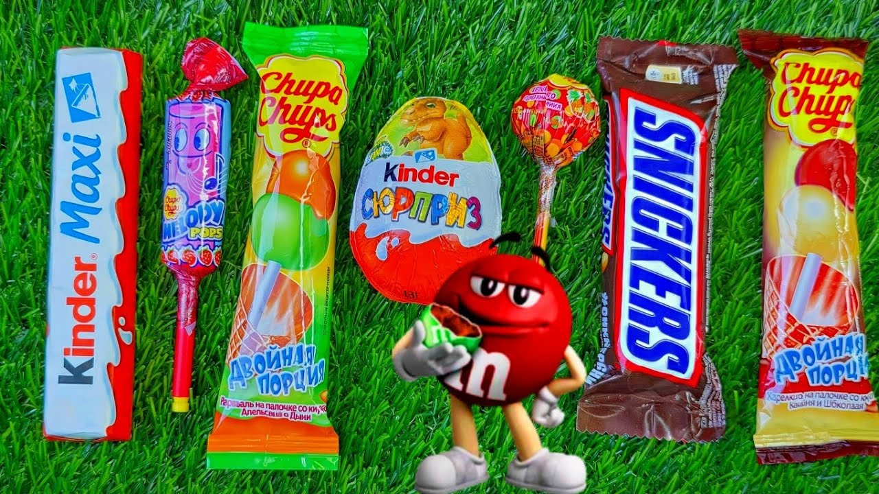 ASMR MOST POPULAR CANDY / Chocolate Unwrapping / Snickers, Kinder Surprise, Rainbow Lollipops
