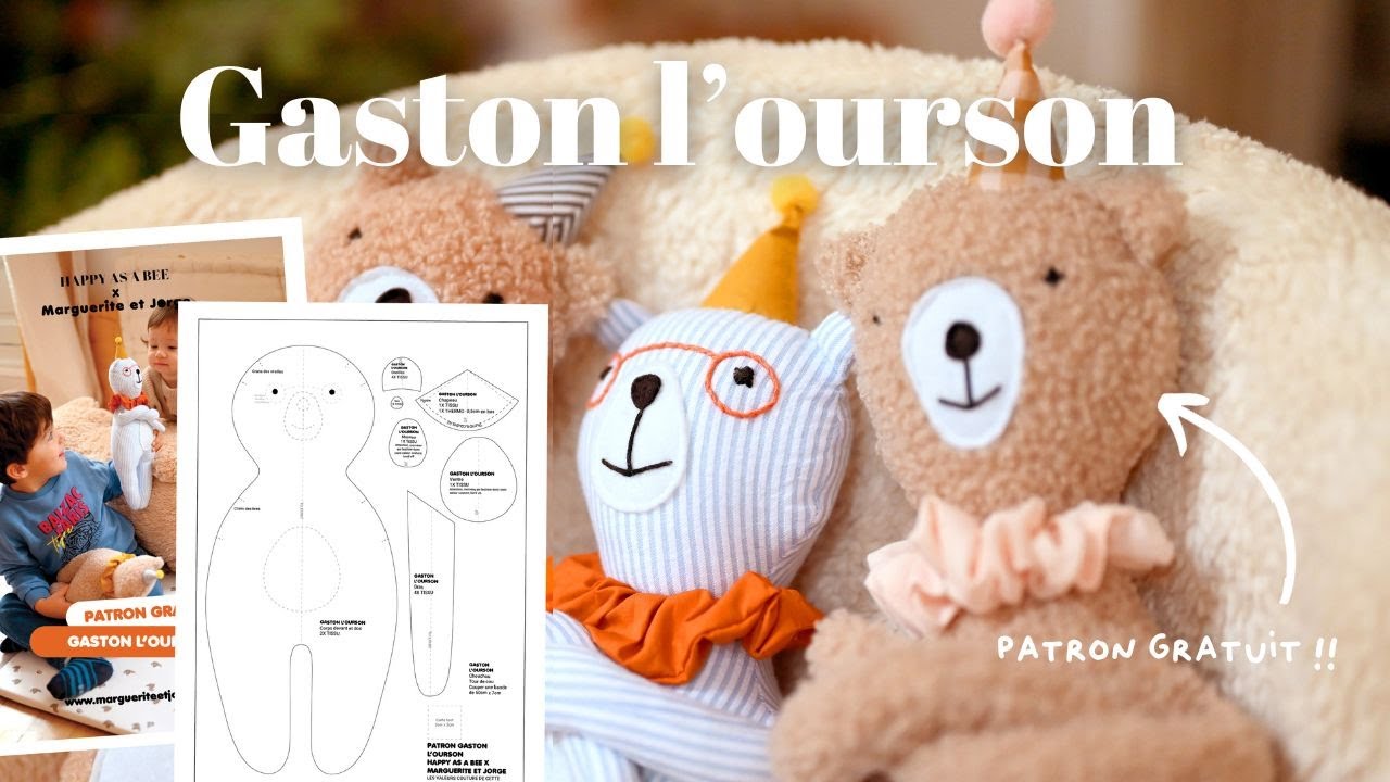 l'ourson Gaston - cousez votre doudou avec ce patron gratuit !