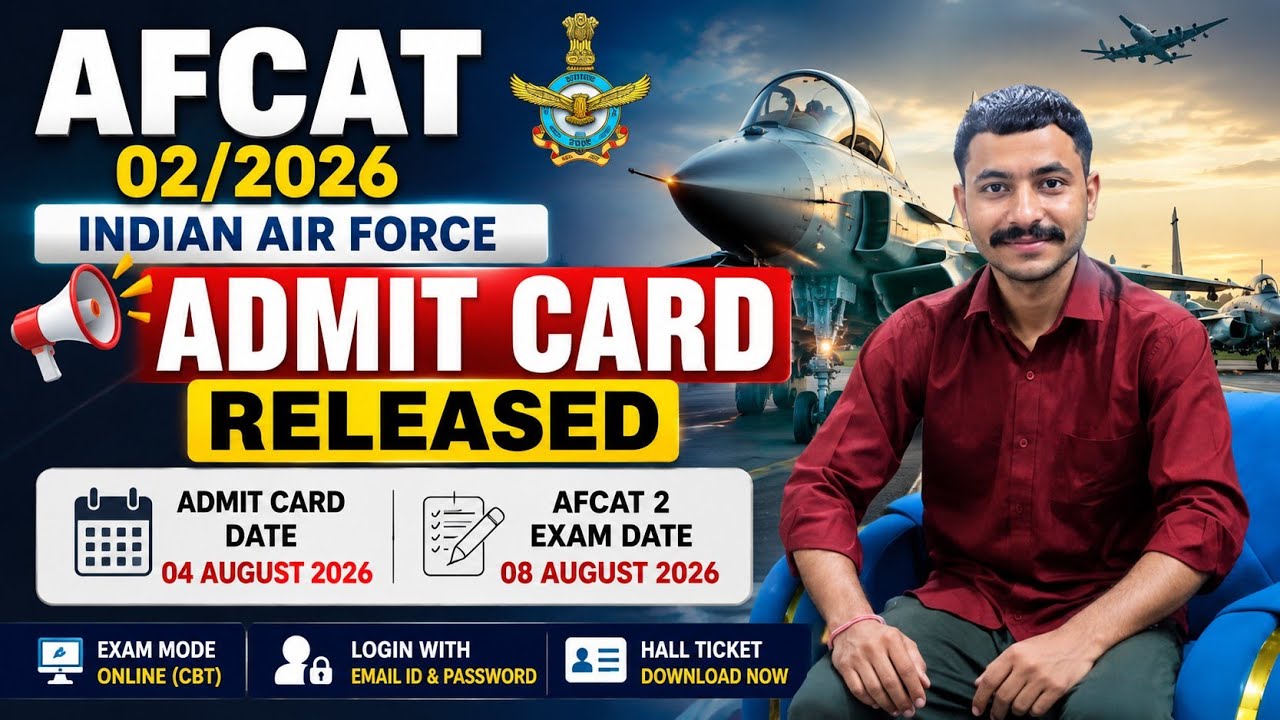 AFCAT 02/2026 Admit Card OUT | AFCAT 2 Hall Ticket Released | Exam Date August 8, 2026