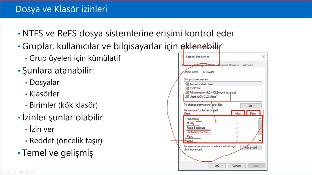 Windows Dosya ve Klasör Erişim İzinleri (File and Folder Permissions)
